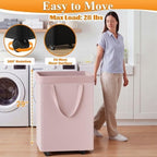 Optish 90L Laundry Basket with Wheels, Rolling Hamper with Removable Bag - Image 2