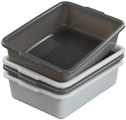 Teyyvn Plastic Bus/Utility Box, Commercial Wash Basin Tote Box, 4-Pack by Teyyvn
