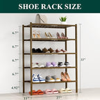 Smiry Bamboo Shoe Rack, 14 Vertical Slats, 5 Tier - 26.8" Wide, Walnut - Image 2