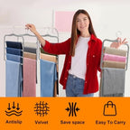 Velvet Pants Hangers Space Saving, 4 Pack Non Slip Closet Organizer | Reinforced Plastic Hangers For Jeans, Leggings And Scarves, Perfect For Apartments, Dorm Rooms, Small Closets And RV Storage - Image 5
