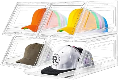 Stackable Clear Hat Organizer for Baseball Caps with Sliding Drawer by Euct