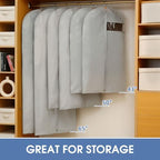 43" Garment Bags for Hanging Clothes, Suit Bags for Closet Storage and Travel, Grey Suit Cover Bags with Clear Window for Coats, Jackets, Shirts (5 Packs) - Image 5