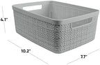 Curver Set of 8 Small 4.5L Jute Decorative Plastic Organization and Storage Baskets - Perfect Bins for Home Office, Closet Shelves, Kitchen Pantry and All Bedroom Essentials, Grey - Image 2