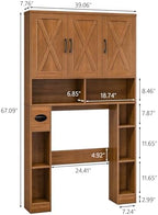 Vabches Over The Toilet Storage Cabinet with 3 Barn Doors.Light Walnut - Image 2