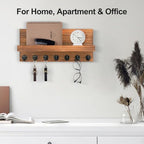 Lwenki Key Holder Wall Mount, Entryway Key and Mail Holder with 7 Sturdy Hooks for Sunglasses, Dog Leash, Decorative Wall Shelf with Mounting Hardware, 15”W x 6.7”H x 4.2”D - Image 5