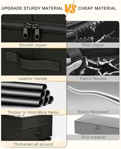 Under Bed Storage with Wheels,2Pack Underbed Shoe Storage Organizer,7.5-10.6 inchTall Adjustable Storage for Underbed with Lids,65L Extra large capacity for Clothes, Blankets,Shoes - Image 5
