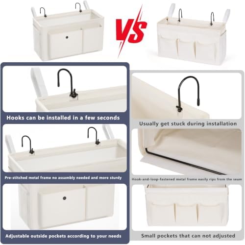 Bedside Caddy Bedside Storage Hanging Organizer for Bunk Dorm Bed Rail - Image 2