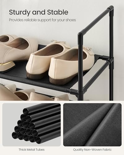 SONGMICS Shoe Rack, 10-Tier Shoe Shelf, Shoe Storage Organizer, 11 x 32.7 x 68 Inches, Metal Frame, Non-Woven Fabric Shelves, for Entryway, Bedroom, Black ULSH110BH01 - Image 5