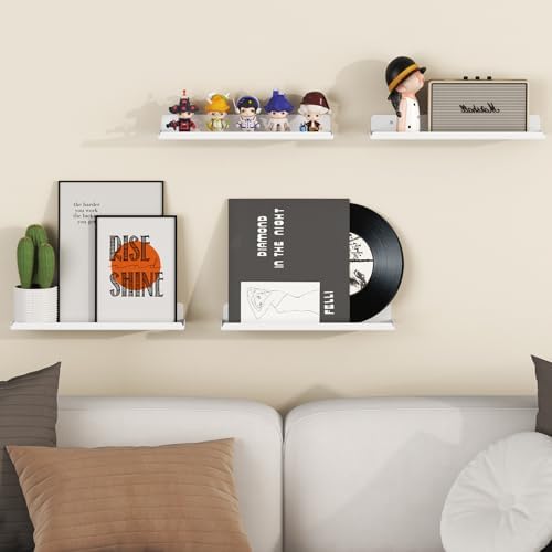 Lifewit Acrylic Floating Shelves for Wall 14" White, 8 Pack - Image 2