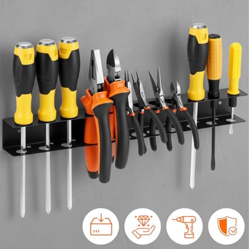 QWORK Screwdriver Pliers Holder Wall Mount, Heavy Duty Wall Mounted Hand Tool Organizer, 15.75 Inch for Garage Workshop - Image 5
