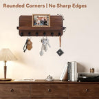 Key Holder for Wall, Mail Organizer Wall Mount with 6 Hooks Wooden Hanging Key Rack for Home Decor, Hallway, Entryway (Brown) - Image 6