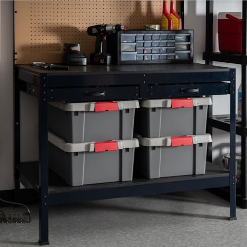 IRIS USA 4-Pack 12 Gal Heavy Duty Lockable Storage Totes with lids, Gray - Image 3
