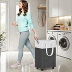 HomeHacks 75L Rolling Laundry Basket with 4 Wheels Collapsible Gray - Image 5