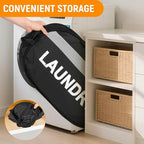 Collapsible Laundry Baskets with Lid, Foldable Clothes Hamper with Reinforced Handles, Sturdy Pop Up Hampers for Laundry, Tear Proof & Easy to Carry Laundry Hamper for Home, Dorm, Travel Black - Image 4