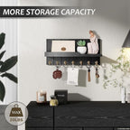 Rebee Vision Key Holder Wall Mount with 7 Hooks & Shelf for Entryway, Black - Image 2
