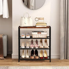 Yusong Shoe Rack Organizer, 4 Tier Industrial Shoe Storage Shelf, Narrow Sturdy Metal Shoe Shelves for Closet Entryway, Rustic Brown - Image 5