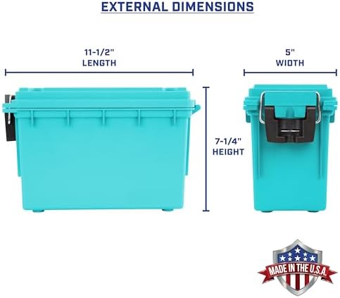 Sheffield 12633 Ammo Storage Box, Stackable .30 Cal Field Boxes, Water and Dust Resistant, Lockable Storage Box with Handle, Secures Hunting Gear, Supplies, and Bullets, Made in USA, Teal,(Pack of 6) - Image 2