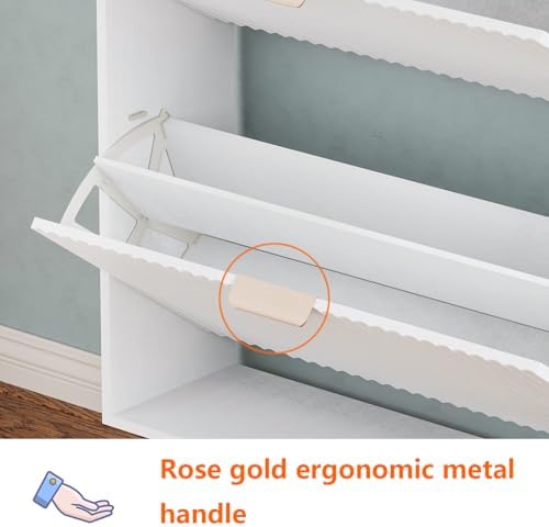 Shoe Cabinet Storage,Modern Freestanding Organizer with 3 Flip Drawers,Narrow Shoe Rack Cabinet for Entryway,White - Image 5