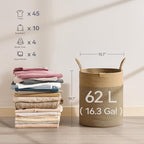 Nunsino Laundry Hamper 62L,Large Laundry Basket for Clothes,Decorative Storage Basket for Blankets,Cotton Rope Woven basket for bedroom,Dark Brown - Image 6
