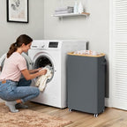 Goodpick 75L Rolling Laundry Basket with Wheels and Lid, Gray - Image 2