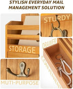 Rebee Vision Mail Organizer Wall Mount with Drawer for Entryway,Light Brown - Image 4