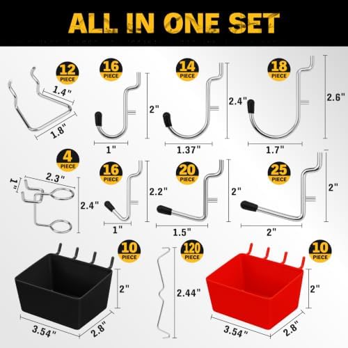 ELEAD 297 Piece Pegboard Hooks Kit, Peg Board Organizer Accessories with Bins for Organizing Various Tools, Fit 1/8 or 1/4 inch Pegboard for Hanging Storage, Garage, Workshop & Craft Room - Image 5