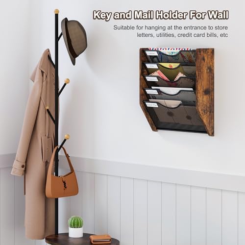 Wall File Organizer,5 Tier Mesh Mail Organizer Wall Mounted,Hanging File Holder,Magazine Rack for Documents,Magazine,Literature,File,Mails,Envelopes - Image 3
