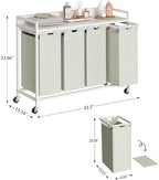 Herture Laundry Hampers with Shelf, Laundry Basket 4 Section, 4 x 15.87 Gal - Image 4