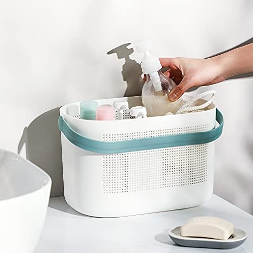 Plastic Portable Shower Caddy Basket, Storage Organizer with Handle, Green - Image 2