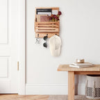 Wall Mounted Key and Mail Holder, 2-Slot Wooden Mail Sorter Organizer - Image 6