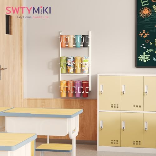 SWTYMIKI 3-Tier Water Bottle Organizer – Over the Door Stanley Cup Holder, Cup Organizer for Door or Wall Mount Option, Stanley Accessories for Pantry, Dorm, Office, RV Use, White - Image 5