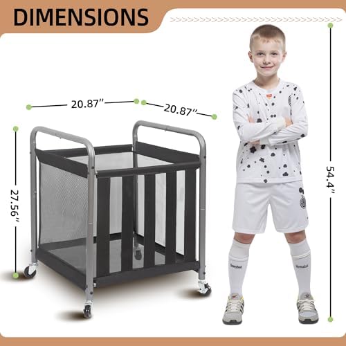 STORAGE MANIAC Ball Storage Bin Rolling Sports Ball Cart, Metal Garage Organizer Sport Rack Basketball Storage Cage for Garage or Gym, Indoor & Outdoor Sports Equipment Organizer - Image 2
