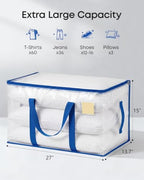 Heavy Duty Moving Bags Heavy Duty Extra Large, Premium Storage Bags with Durable Zippers, Reinforced Handles, Moving Supplies for Clothes, Bedding, College Dorm Essentials, 8 Pack Clear Blue - Image 5