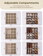 StorageWorks 16-Pair Fabric Shoe Storage Box for Closet, Brown and White - Image 4