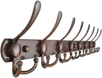 Dseap Coat Rack Wall Mount - 29.5” Long 8-Tri-Hooks Heavy Duty Coat Hanger Rail Wall Hooks for Hanging Coats Hats Clothing Clothes Purse Mudroom Entryway, Red Antique Copper by Dseap