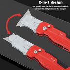 2 In 1 Folding Scraper Utility Knife, 3 Blades, Quick-Change - Image 5
