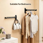 Wall Mounted Clothes Drying Rack, Laundry Clothes Hanger Rack Wall Mounted, Foldable Wall Clothes Rack for Laundry Room, Space Saving Closet Storage Organizer Clothes Hanger Indoor, 1pcs(Black) - Image 3