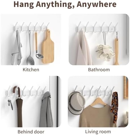Coat Rack Wall Mount Hooks - 15 Inch White Metal 6-Hook Rack(1 Pack) - Image 5