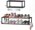 2 Pack Wall Mounted Shoe Rack, Expandable 16-29" with 4 Hooks by DONGRONG