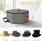 kushon Hat Storage Box for Women & Men, Hardboard Support Cowboy Hat Boxes with 1 Door Hook Hat Organizer for Travel(Grey) - Image 4