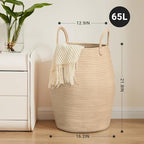 Extra Large Laundry Hamper Basket 105L Woven Blanket Basket, Jute Brown - Image 5