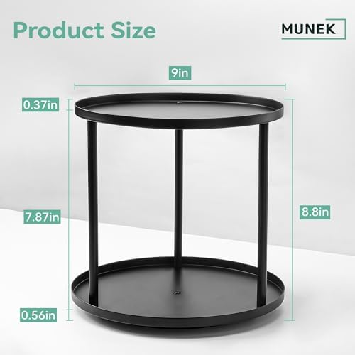 MUNEK 9" Lazy Susan Organizer,2 Tier Rotating Spice Rack Organization,Metal Lazy Susan for Table Top,Pantry, Bathroom, Vanity, Black - Image 6