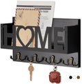 Wall Mount Mail and Key Holder, Wooden Mail Organizer with 4 Double Hooks, Black Metal Letters, Farmhouse Home Decor, Entryway Storage, 10.8 x 3.3 x 6.2 Inches by FIPUTE-MakesLifeEasier