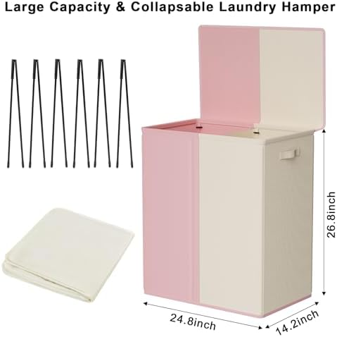 WOWLIVE Double Laundry Hamper with Lid, 154L Large Laundry Basket Organizer - Image 5