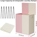 WOWLIVE Double Laundry Hamper with Lid, 154L Large Laundry Basket Organizer - Image 5