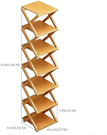 Bamboo Shoe Rack - No Assembly Required, Tall Narrow Foldable Shoe Organizer, Space-Saving Multifunctional Shelf for Entryways, Corners, Bedrooms, Balconies, 7 Layer(Reinforced and Thickened) - Image 3