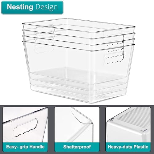 Sorbus Clear Storage Bins with Lids for Kitchen (Large, 8 Pack) - Image 6