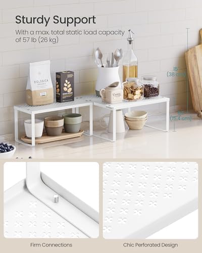SONGMICS Set of 2 Metal Spice Racks, Stackable Expandable Shelf Risers - Image 4