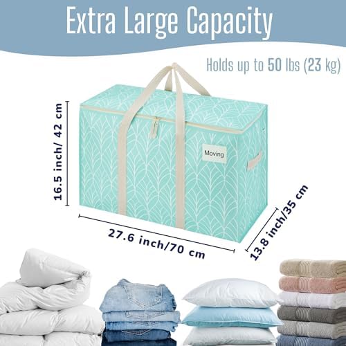 VENO 8 Pack Heavy Duty Moving Bags, Extra Large Storage Bags with Reinforced Handles & Strong Zippers, Foldable & Reusable Moving Box Alternative for Clothes & Dorm Storage - Image 4