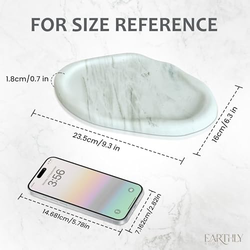Natural Marble Trinket Tray – 9"x6" Cloud Shaped Decorative Dish for Jewelry, Keys, Perfume, Cosmetics, Vanity, Bathroom, Candle, Kitchen & Countertop | Stone Catchall or Gift (Rainy White) - Image 4